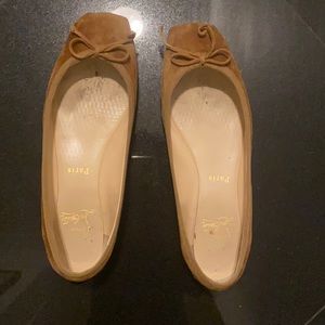 Louboutin suede flats tan run one size small